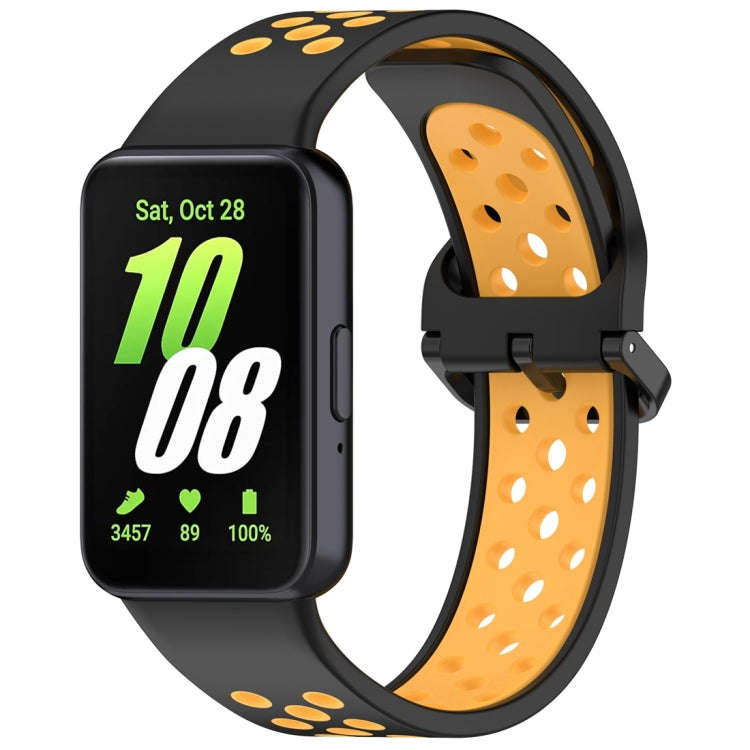 For Samsung Galaxy Fit 3 Two Color Breathable Silicone Watch Band(Black Yellow)