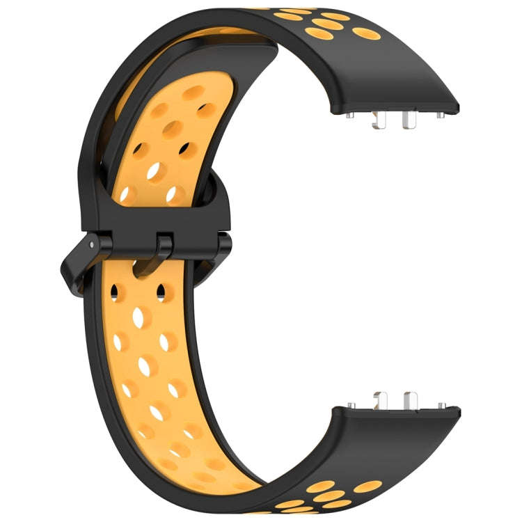 For Samsung Galaxy Fit 3 Two Color Breathable Silicone Watch Band(Black Yellow)
