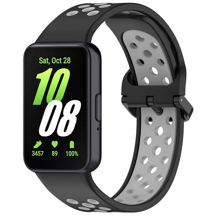 For Samsung Galaxy Fit 3 Two Color Breathable Silicone Watch Band(Black Grey)