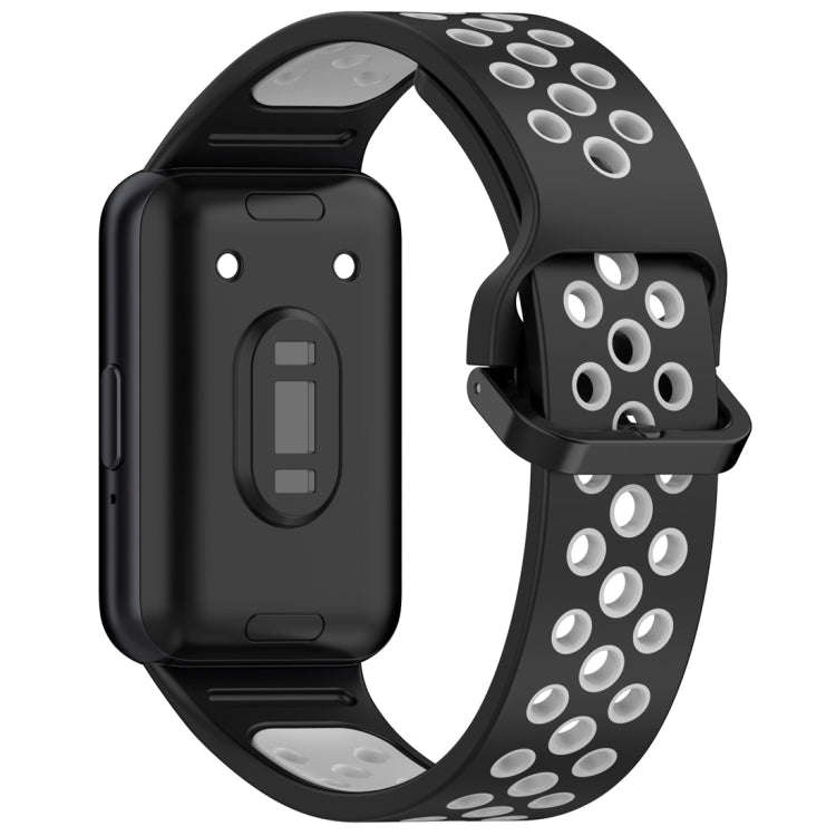 For Samsung Galaxy Fit 3 Two Color Breathable Silicone Watch Band(Black Grey)