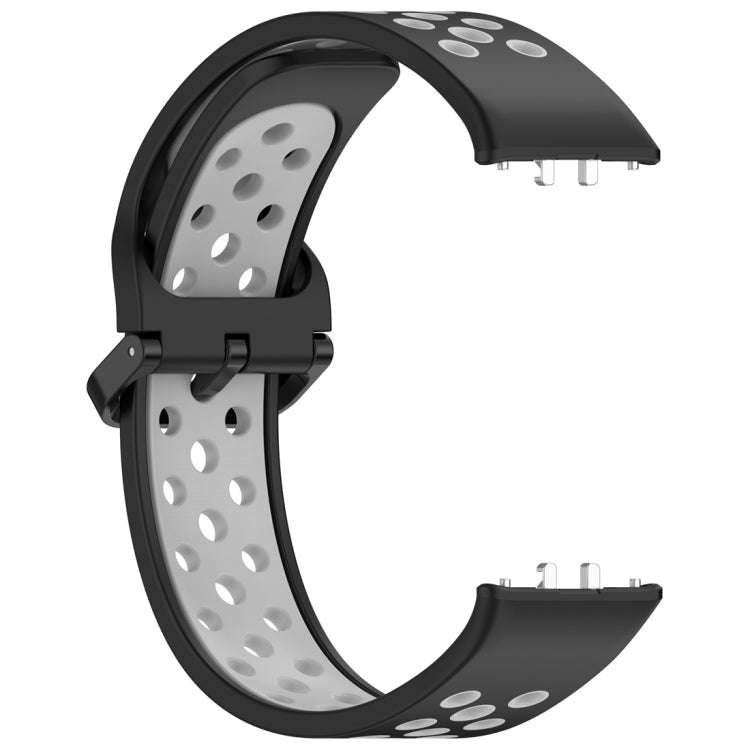For Samsung Galaxy Fit 3 Two Color Breathable Silicone Watch Band(Black Grey)