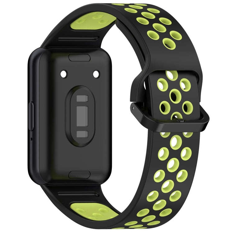 For Samsung Galaxy Fit 3 Two Color Breathable Silicone Watch Band(Black Lime)