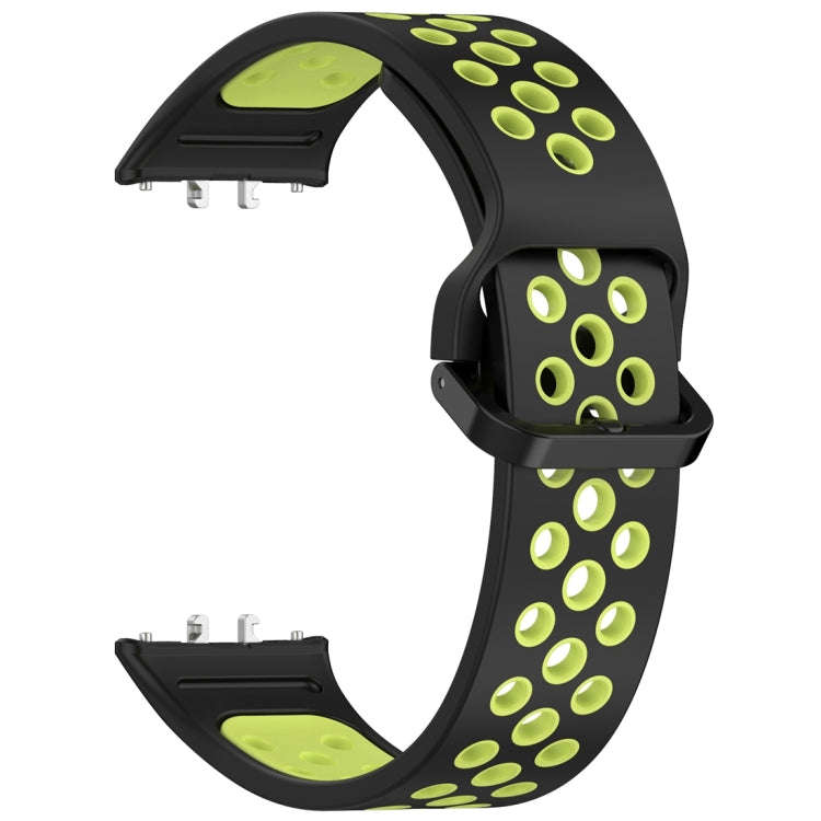 For Samsung Galaxy Fit 3 Two Color Breathable Silicone Watch Band(Black Lime)