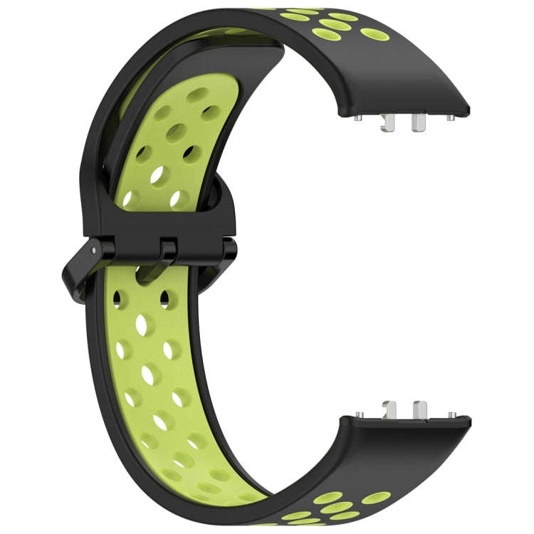 For Samsung Galaxy Fit 3 Two Color Breathable Silicone Watch Band(Black Lime)