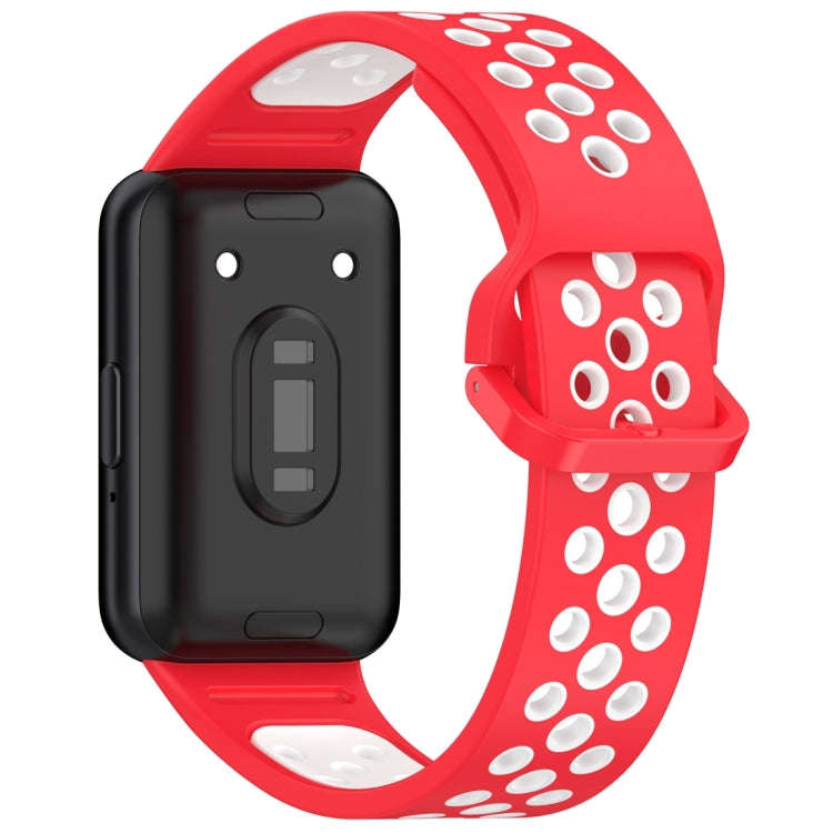 For Samsung Galaxy Fit 3 Two Color Breathable Silicone Watch Band(Red White)