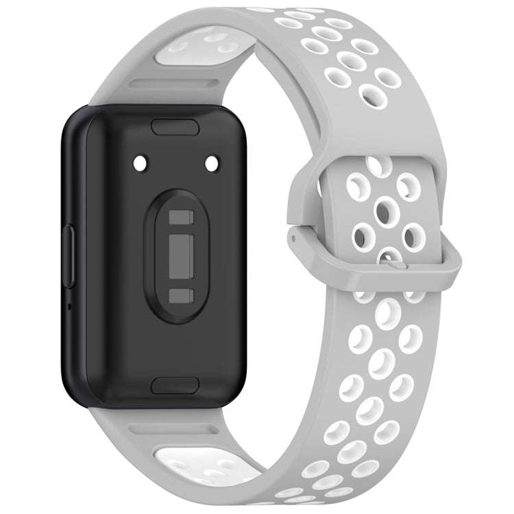 For Samsung Galaxy Fit 3 Two Color Breathable Silicone Watch Band(Grey White)