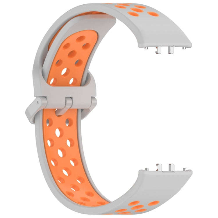 For Samsung Galaxy Fit 3 Two Color Breathable Silicone Watch Band(Grey Orange)