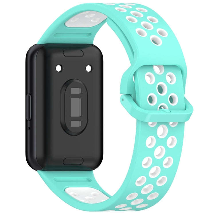 For Samsung Galaxy Fit 3 Two Color Breathable Silicone Watch Band(Teal White)