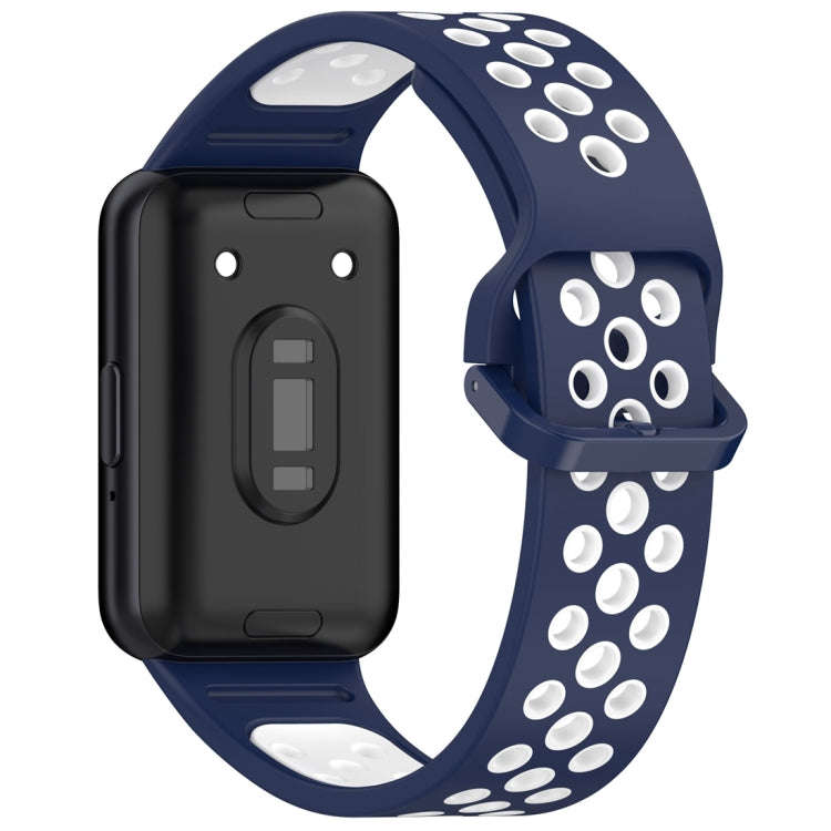 For Samsung Galaxy Fit 3 Two Color Breathable Silicone Watch Band(Midnight Blue White)