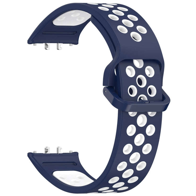 For Samsung Galaxy Fit 3 Two Color Breathable Silicone Watch Band(Midnight Blue White)