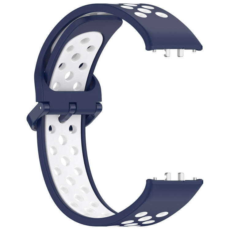 For Samsung Galaxy Fit 3 Two Color Breathable Silicone Watch Band(Midnight Blue White)