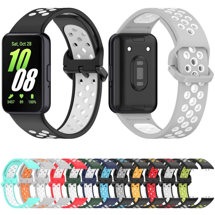 For Samsung Galaxy Fit 3 Two Color Breathable Silicone Watch Band(Black Blue)