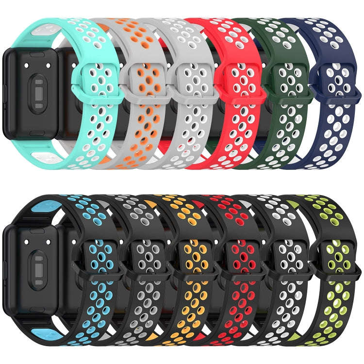 For Samsung Galaxy Fit 3 Two Color Breathable Silicone Watch Band(Black Blue)