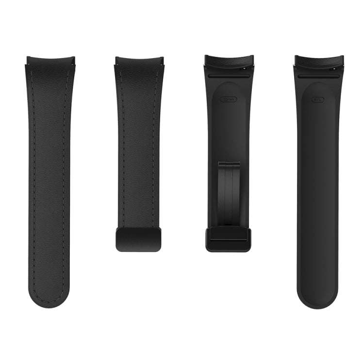 For Samsung Galaxy Watch 6 Magnetic Black Buckle Leather Silicone Watch Band(Black)