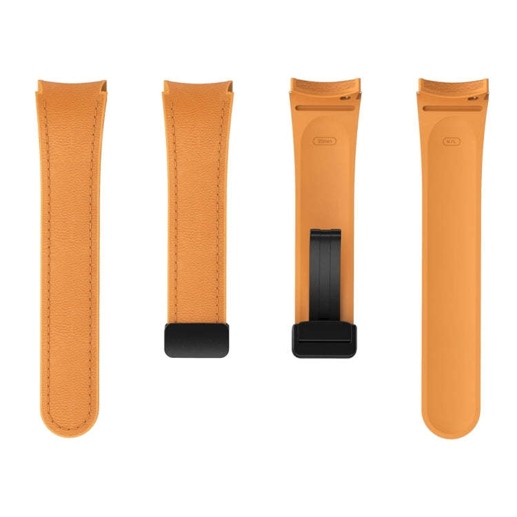 For Samsung Galaxy Watch 6 Magnetic Black Buckle Leather Silicone Watch Band(Light Brown)