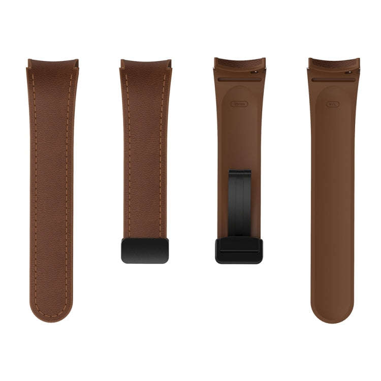 For Samsung Galaxy Watch 6 Magnetic Black Buckle Leather Silicone Watch Band(Dark Brown)