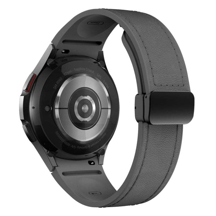 For Samsung Galaxy Watch 6 Magnetic Black Buckle Leather Silicone Watch Band(Space Grey)