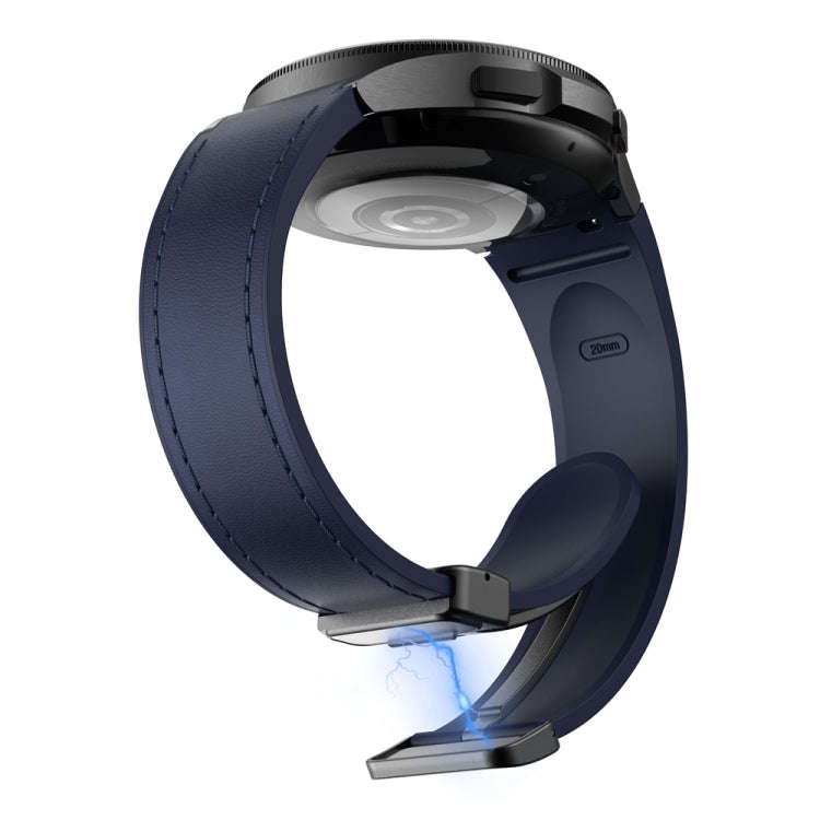 For Samsung Galaxy Watch 6 Magnetic Black Buckle Leather Silicone Watch Band(Midnight Blue)