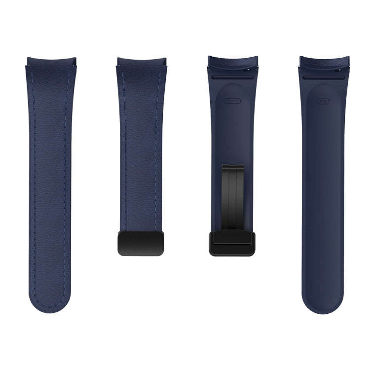 For Samsung Galaxy Watch 6 Magnetic Black Buckle Leather Silicone Watch Band(Midnight Blue)