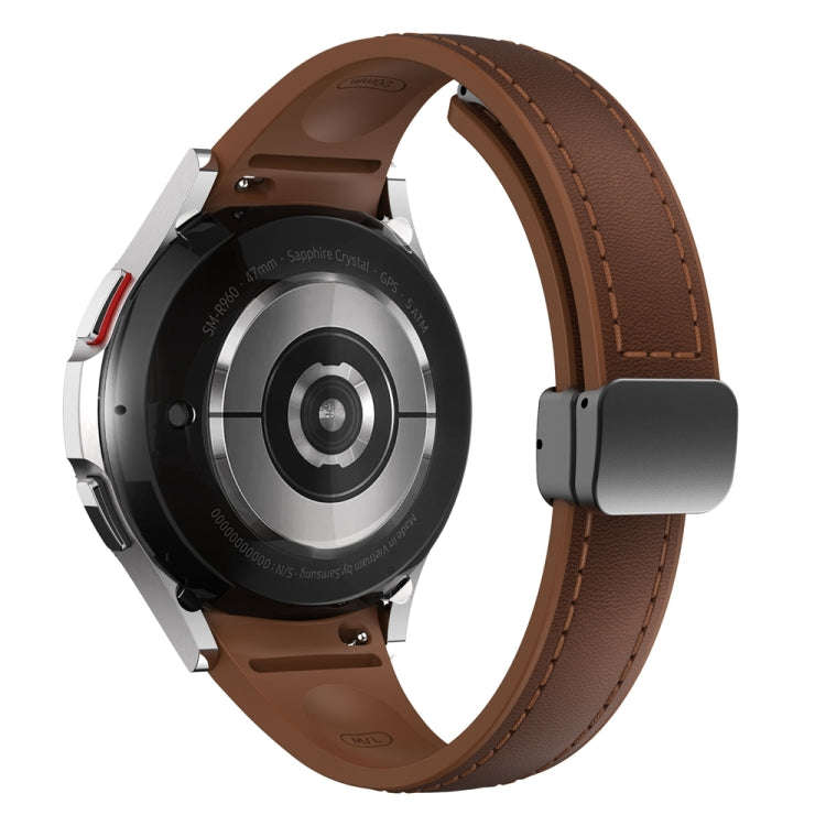 For Samsung Galaxy Watch 6 Slim Magnetic Black Buckle Leather Silicone Watch Band(Dark Brown)