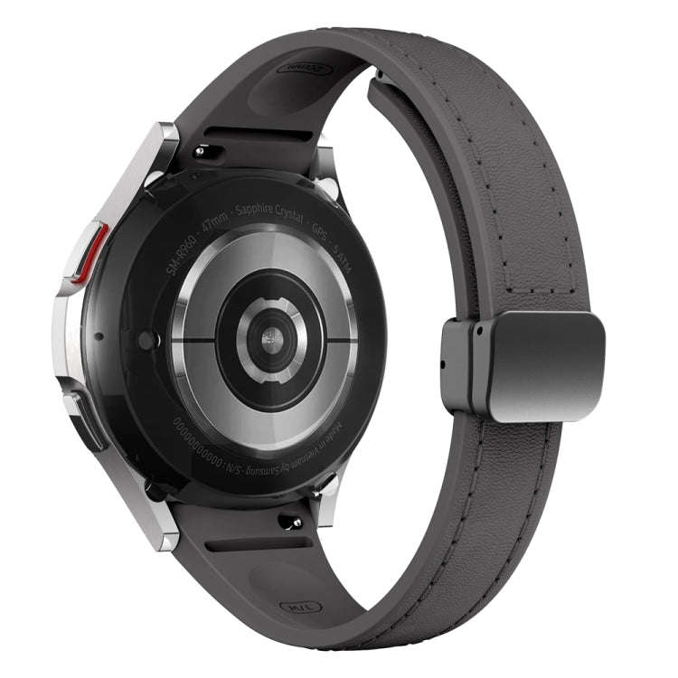 For Samsung Galaxy Watch 6 Slim Magnetic Black Buckle Leather Silicone Watch Band(Space Grey)