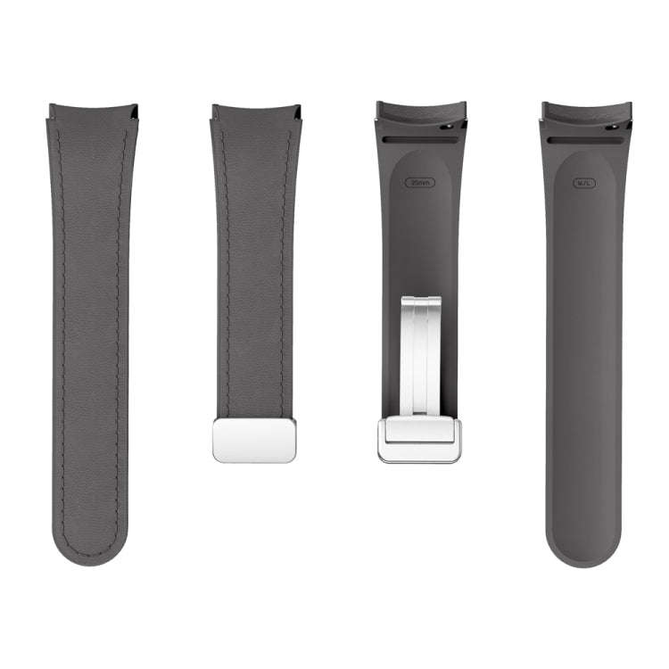 For Samsung Galaxy Watch 6 Magnetic Silver Buckle Leather Silicone Watch Band(Space Grey)