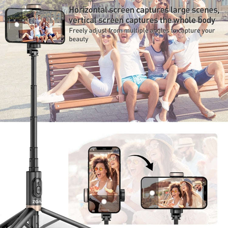 ZGA S02 Bluetooth Remote Control Hidden Tripod Selfie Stick(Black)