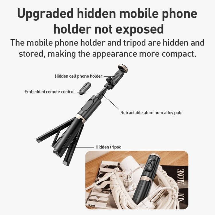 ZGA S02 Bluetooth Remote Control Hidden Tripod Selfie Stick(Black)