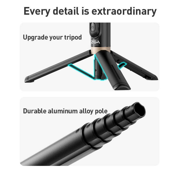 ZGA S02 Bluetooth Remote Control Hidden Tripod Selfie Stick(Black)