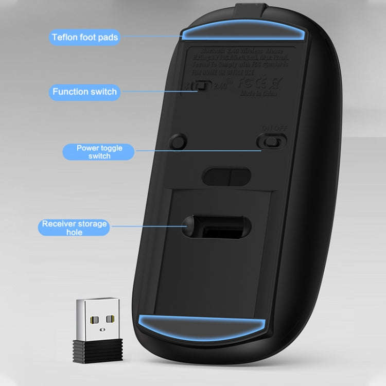 ZGA Chinchilla Dual Mode Wireless 2.4G + Bluetooth 5.0 Mouse(Black)