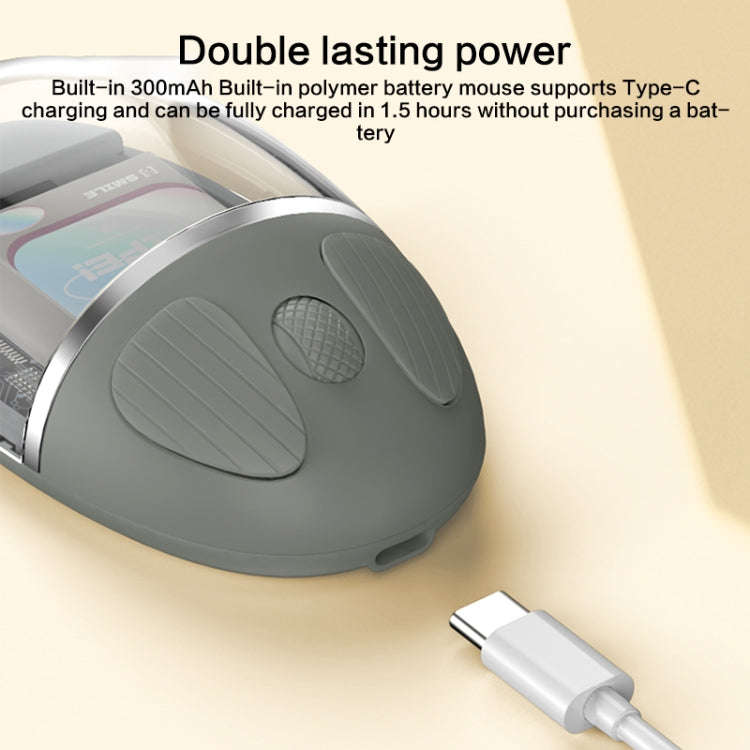 ZGA Colorful Transparent Dual Mode Wireless 2.4G + Bluetooth 5.0 Mouse(Purple)