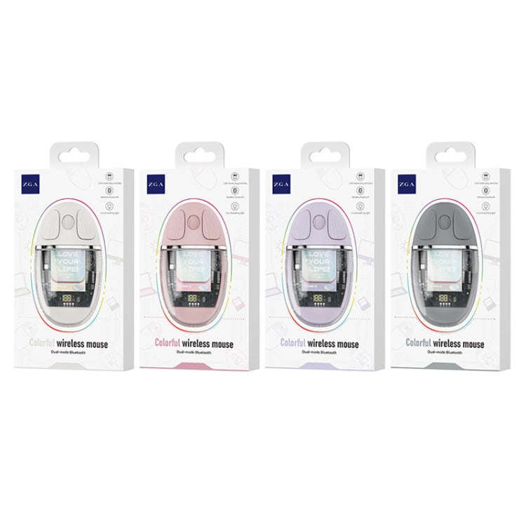 ZGA Colorful Transparent Dual Mode Wireless 2.4G + Bluetooth 5.0 Mouse(Grey)