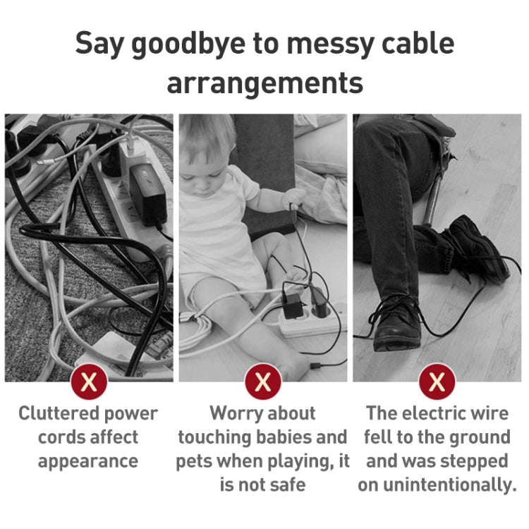 Wire Organizer Storage Box Power Strip Socket Junction Box, Size:Small(Black)