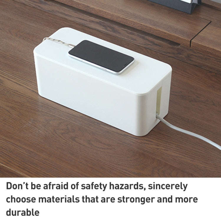 Wire Organizer Storage Box Power Strip Socket Junction Box, Size:Medium(Bamboo White)