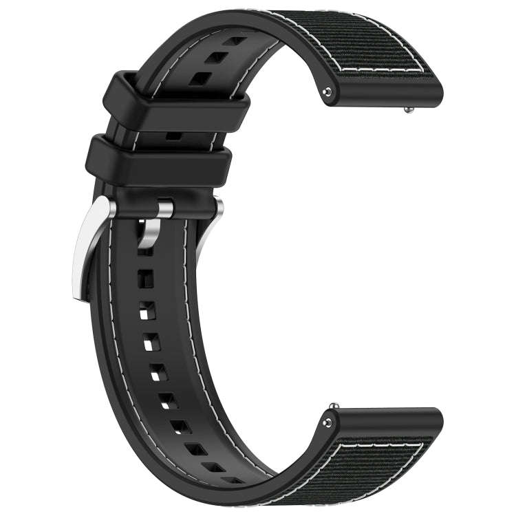22mm Hybrid Nylon Braid Silicone Watch Band(Black)