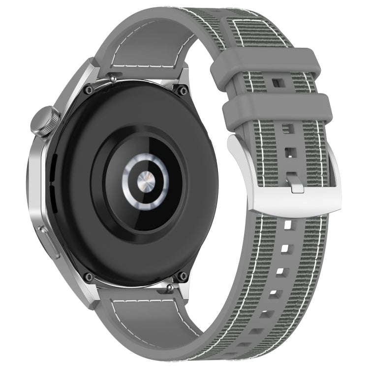 22mm Hybrid Nylon Braid Silicone Watch Band(Grey)