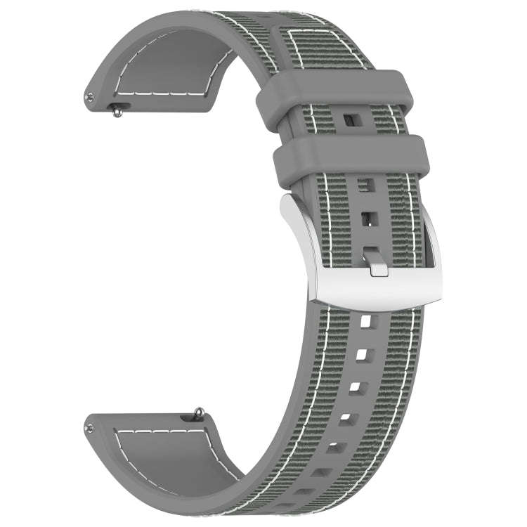 22mm Hybrid Nylon Braid Silicone Watch Band(Grey)