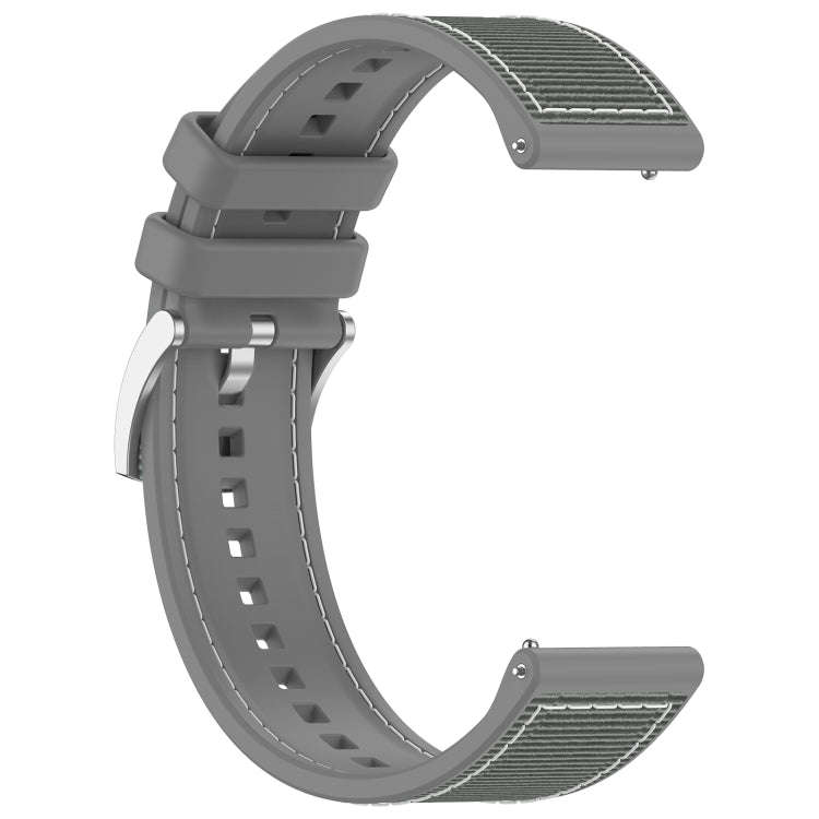 22mm Hybrid Nylon Braid Silicone Watch Band(Grey)