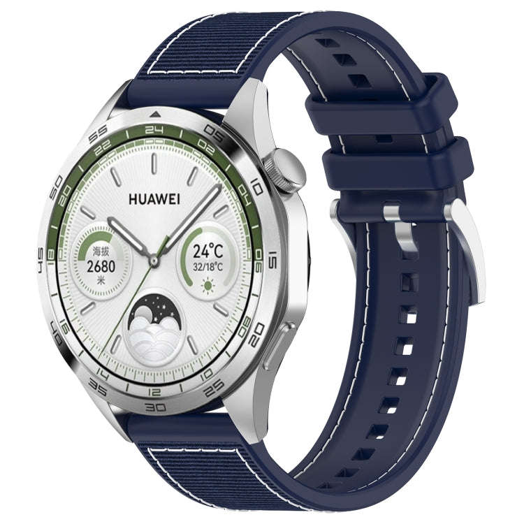 22mm Hybrid Nylon Braid Silicone Watch Band(Midnight Blue)