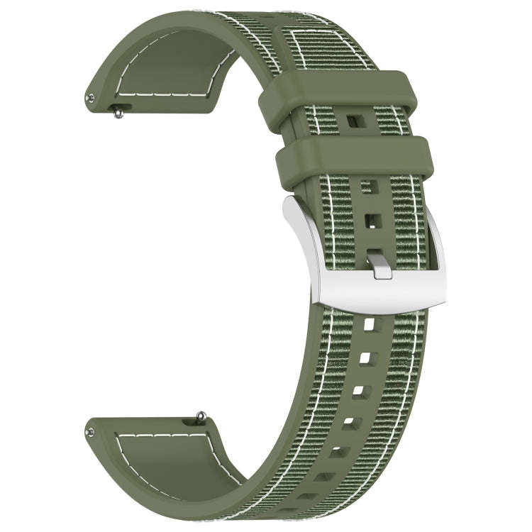 22mm Hybrid Nylon Braid Silicone Watch Band(Green)