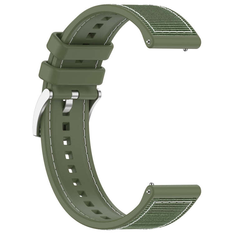 22mm Hybrid Nylon Braid Silicone Watch Band(Green)