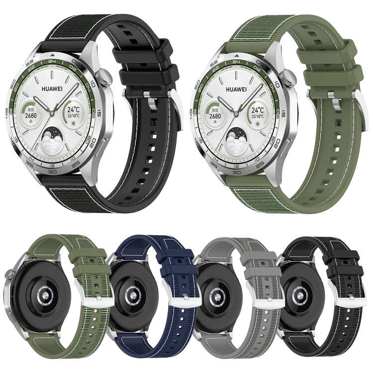 22mm Hybrid Nylon Braid Silicone Watch Band(Grey)