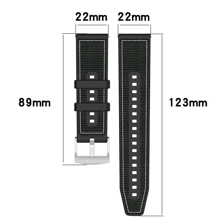 22mm Hybrid Nylon Braid Silicone Watch Band(Grey)