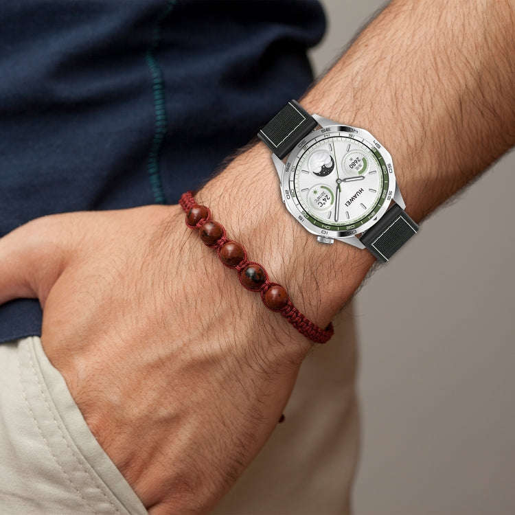 22mm Hybrid Nylon Braid Silicone Watch Band(Grey)