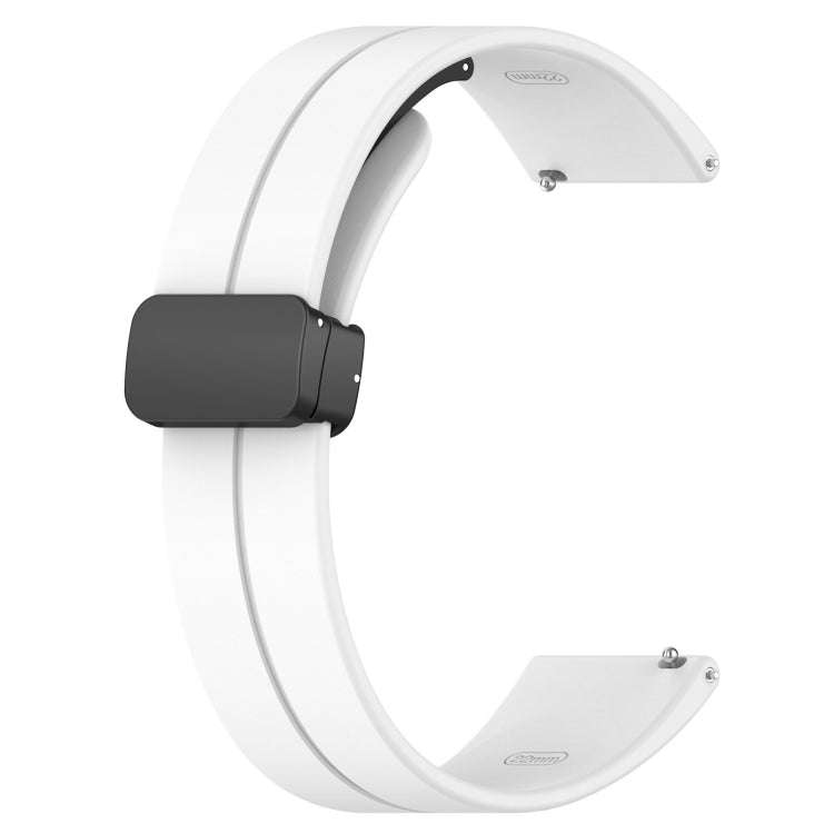 18mm Groove Folding Black Buckle Silicone Watch Band(White)