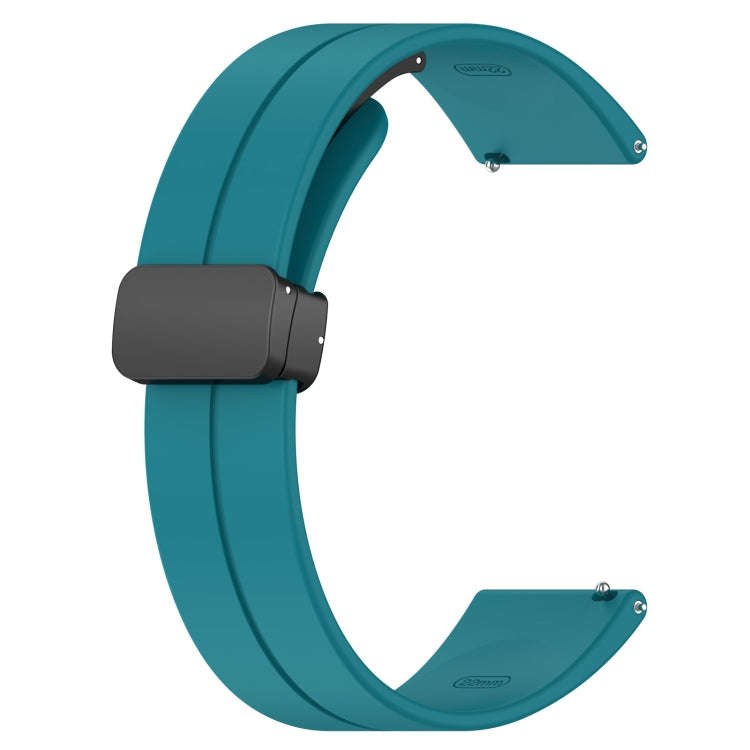 18mm Groove Folding Black Buckle Silicone Watch Band(Green)