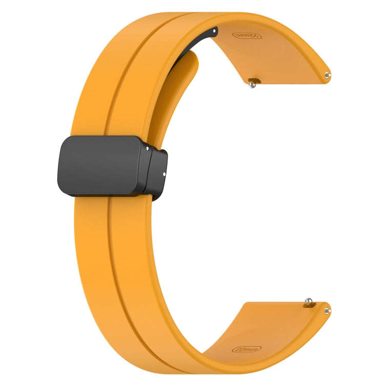 18mm Groove Folding Black Buckle Silicone Watch Band(Yellow)