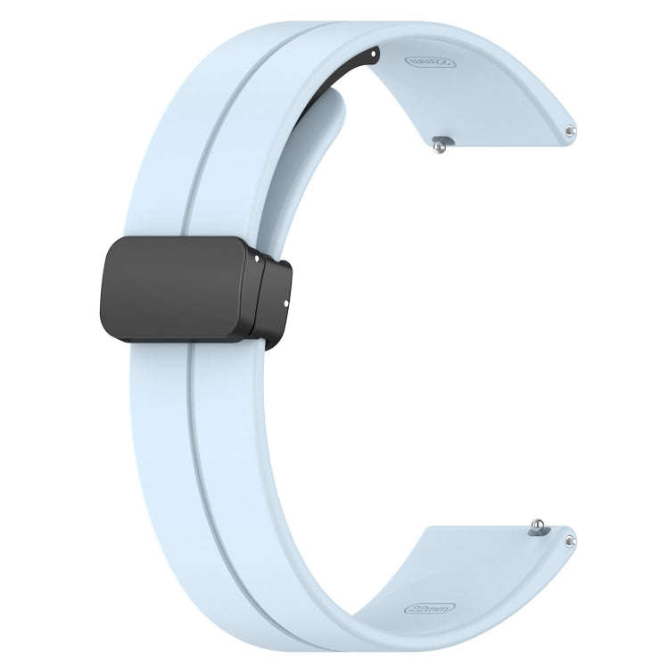 18mm Groove Folding Black Buckle Silicone Watch Band(Light Blue)