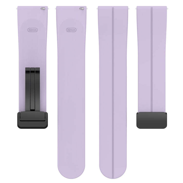 18mm Groove Folding Black Buckle Silicone Watch Band(Purple)