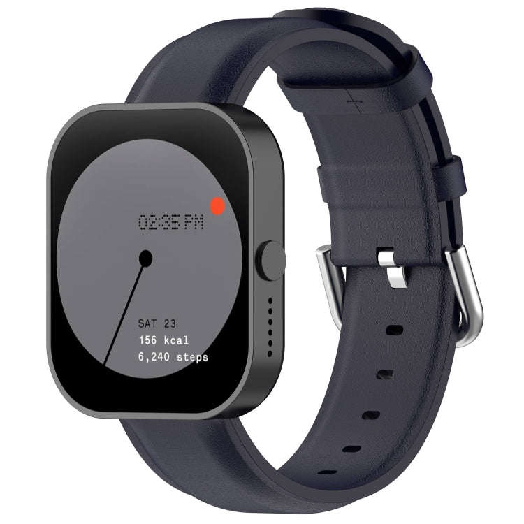 For CMF Watch Pro D395 / Watch Pro 2 22mm Round Tail Genuine Leather Watch Band(Navy Blue)